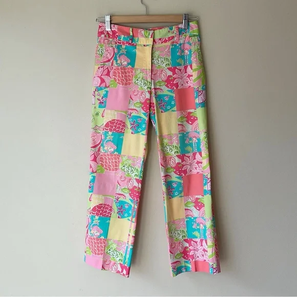 Lilly Pulitzer Vintage ‘90’s Patchwork Cropped Pants Size 0 - Picture 4 of 13